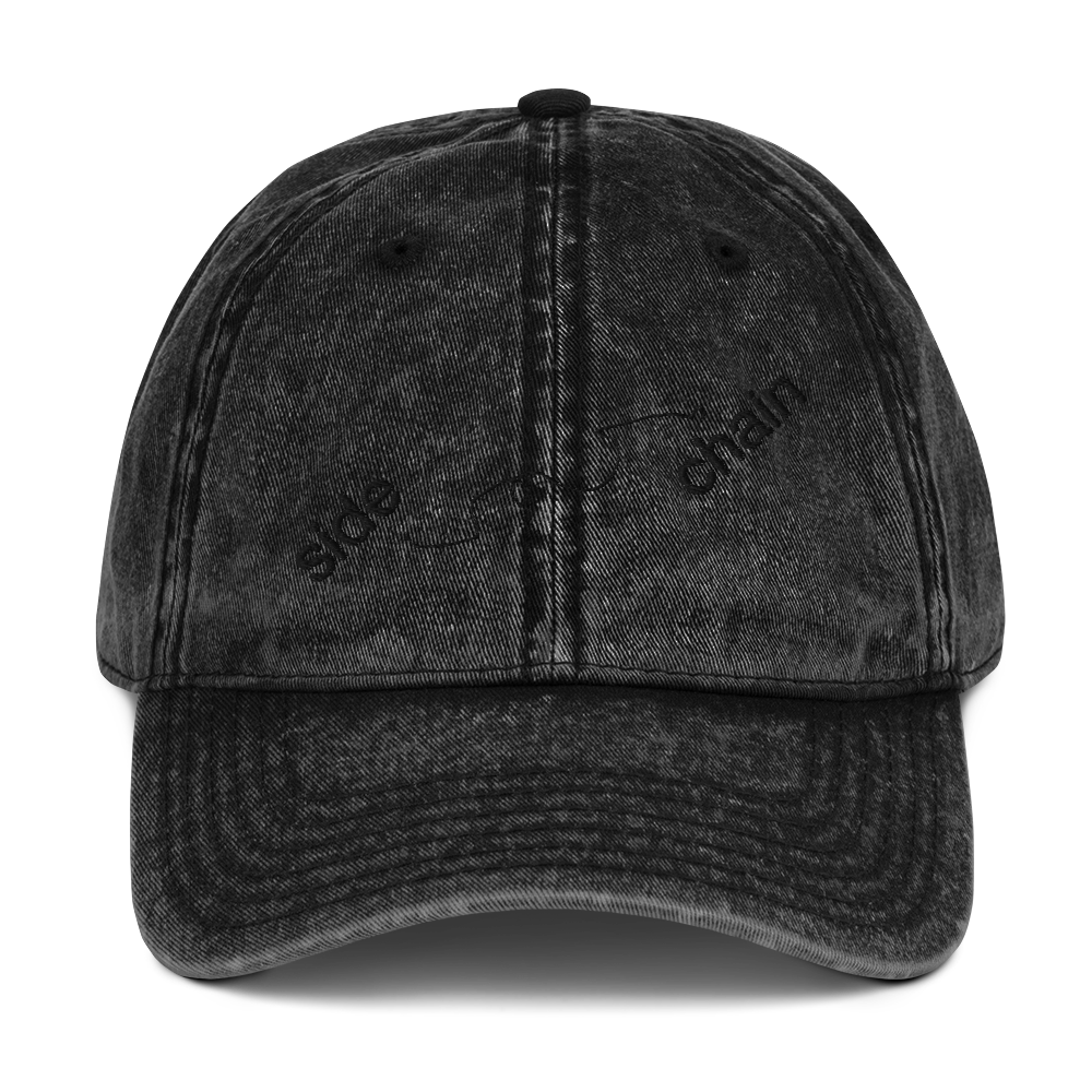 side chain denim dad cap