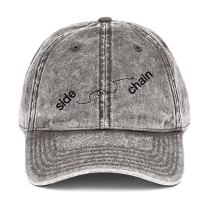 side chain denim dad cap