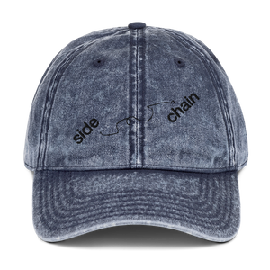 side chain denim dad cap